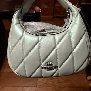 Coach Quilted Shoulder Bag - Silver